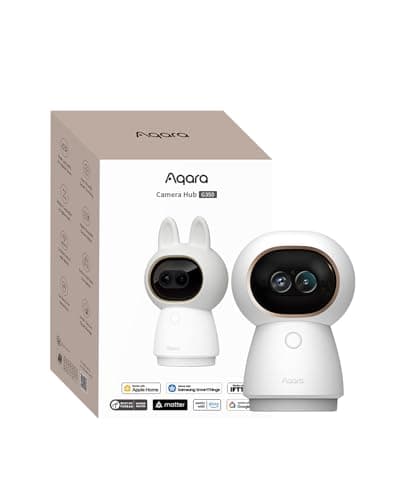 Aqara 4K UHD Dual-Lens Matter Camera Hub G350, Indoor Security Camera 9X Zoom, 360° Pan & Tilt, AI Auto-Tracking, Face/Gesture Recognition, Works with Apple HomeKit, Alexa, Google Home, SmartThings