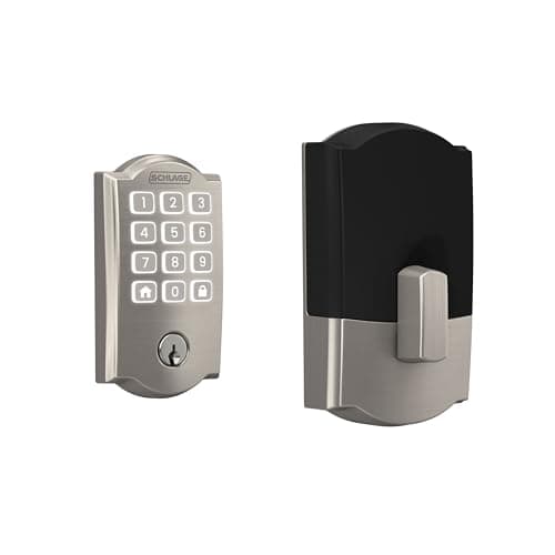 Schlage Arrive Smart Wi‑Fi Deadbolt Lock with Keypad, Keyless Entry Front Door Lock, App Control, Alexa and Google Home Compatible, Satin Nickel, BE459WB CAM 619