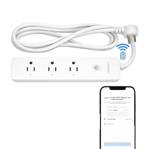 LINKVOLT Smart Power Strip WiFi Surge Protector Alexa Google Home Voice Control Outlet Extender for Home Office 3AC 15A 1875W 2.4GHz Voice Control