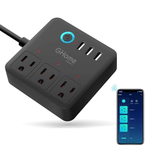 GHome Smart Power Strip with 3 WiFi Outlets & 3 USB Ports, ETL Listed Smart Surge Protector, Works with Alexa & Google, Individual Control WiFi Outlet Strip 4Ft Extension Cord for Home Office & Travel