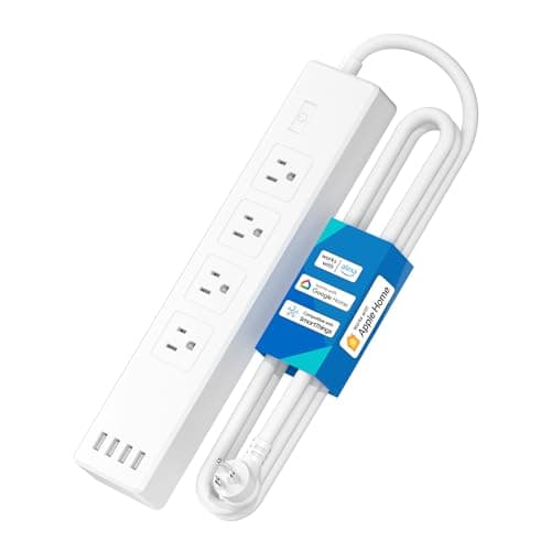 meross Smart Plug Power Strip, WiFi Flat Outlet 15A Compatible with Apple HomeKit, Siri, Alexa, Google Assistant & SmartThings, with 4 AC Outlets & 4 USB Ports, 6 Feet Surge Protector Extender