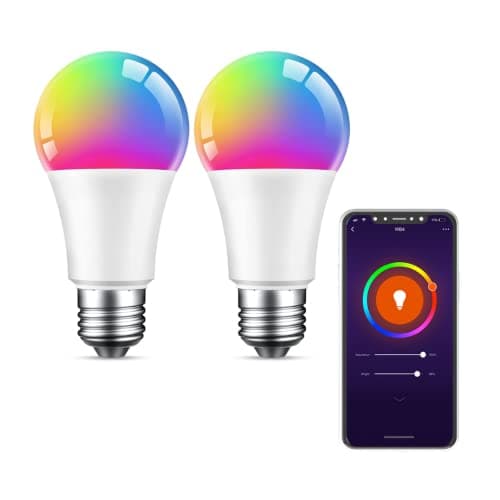 Beantech Wi-Fi Smart Light Bulb, Full Color Changing Light Bulb(RGB+W) 2 Pack-Compatible with Alexa and Google Assistant, Multicolor, (WB5-2p)
