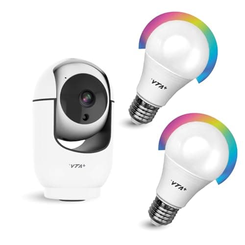 VTA+ Smart Home Essentials Kit – 2K PTZ Indoor Camera + RGB LED Bulb Set – Alexa & Google Compatible