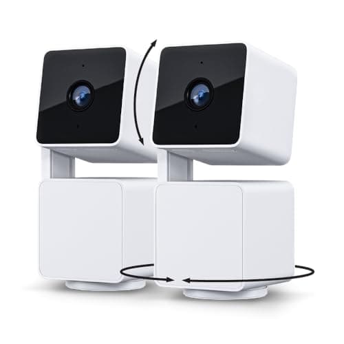 WYZE Cam Pan v3 Indoor/Outdoor IP65-Rated 1080p Pan/Tilt/Zoom Wi-Fi Smart Home Security Camera with Color Night Vision, 2-Way Audio, Compatible with Alexa & Google Assistant, White, 2-Pack
