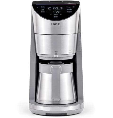 GE Profile Smart Grind & Brew Coffee Maker w/Podless Single Serve, 90oz Water Reservoir, 10 Cup Thermal Carafe, Voice Control, Adjustable Burr Grinder, SCA Certified, Barista-Quality, Stainless Steel