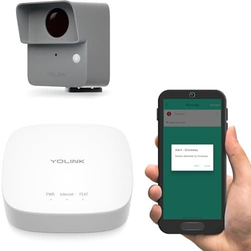 YoLink LoRa Smart Outdoor Motion Sensor, Driveway Alert, Property Invasion/Tresspassing Detector, 1/4 Mile Open Air Range, Email/SMS/Push Alerts, Alexa, IFTTT, Home Assistant (Hub Included!)