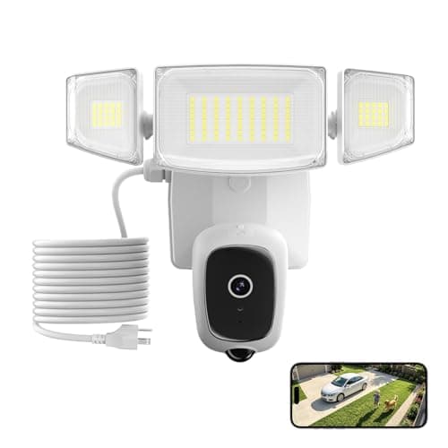 iMaihom 2K Floodlight Camera with Plug-in Power Cable, 3000LM Security Outdoor Cam with Motion-Activated, Color Night Vision, 2-Way Audio, Siren, 24/7 Recording, IP65, 5G/2.4G WiFi, Works with Alexa
