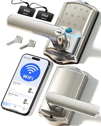 Veise VE029 Wi-Fi Smart Lever Lock with Digital Keypad, Satin Nickel