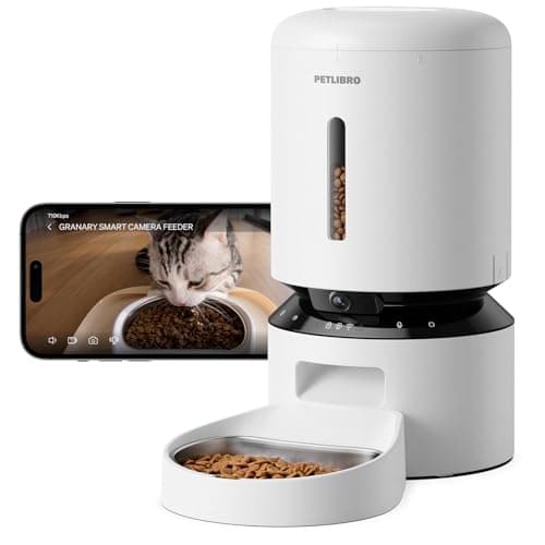 PETLIBRO Automatic Cat Feeder with Camera, 1080P HD Video with Night Vision, 5G WiFi Pet Feeder with 2-Way Audio, Low Food & Blockage Sensor, Motion & Sound Alerts for Cat & Dog Single Tray