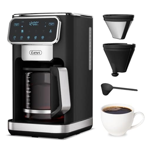 Gevi Touchscreen 12-Cup Coffee Maker, Bold & Iced Brew, Glass Carafe