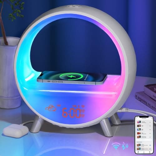 MOMILLA Sunrise Alarm Clock w/Wireless Charger Bluetooth Speaker