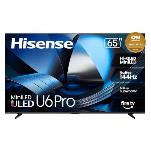 Hisense 65" U6 Pro Series Mini‑LED ULED 4K UHD HDR Gaming AI Smart Fire TV (65U6SF Pro, 2026 New) – Hi-QLED, Native 144Hz, Motion Rate 480, Dolby Vision IQ · Atmos, HDR10+, Glare-Free, Alexa+