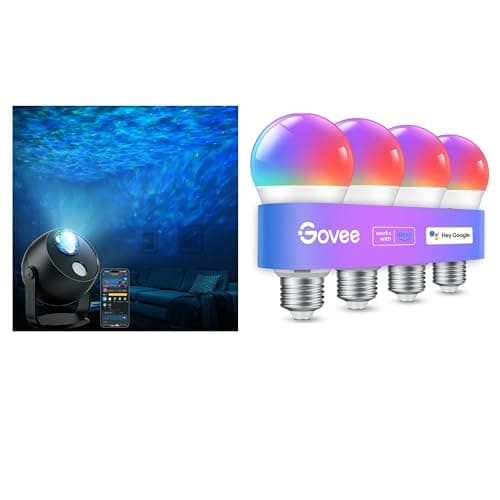 Govee Smart Light Bulbs Bundle Star Light Projector with Ocean Wave Ripple Effects
