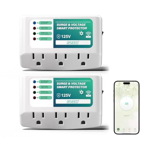 BSEED WiFi Smart Plug, 3 Outlet Surge Voltage Protector with Light Indicator, APP Control, Energy Monitoring, Wall Mount Power Suppressor for Refrigerator/TV/PC, 125V/1875W, FCC Listed,2 Pack
