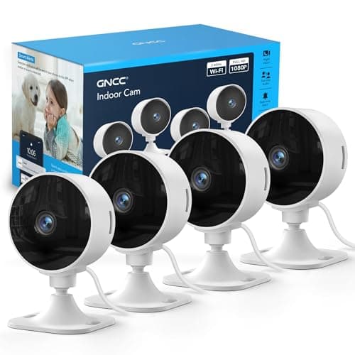 GNCC 2.4GHz Indoor Security Camera, 1080P Home Camera for Pet Monitoring, Motion Detection, Two-Way Audio, IR Night Vision, Easy Install, Cloud Storage Subscription Required, No 5GHz Support(4-Pack)