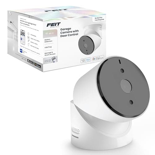 Feit Electric Smart Garage Door Camera, 2-Way Audio, Live Streaming, Human Motion Detection, 24/7 Recording, Infrared Night Vision, Remote Closure & Alerts, Alexa/Google Asst Compatible, CAM/GAR/WiFi
