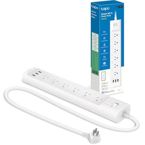 Tapo Smart Wi-Fi Power Strip - Matter Compatible, Energy Monitoring, Surge Protection, 6 Individually Controlled Outlets & 3 USB Ports, Works with Alexa, Google Assistant, Siri & Bixby - Tapo P316M