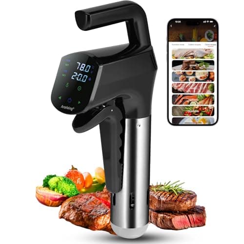 Sous Vide Cooker 2.4G WIFI, Sous Vide Machine with 30 Preset Recipes on APP & Calibration Function, 1300W Ultra-Quiet Immersion Circulator, Accurate Temperature and Time, Fast-Heating with Timer
