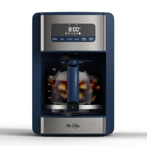 Mr. Coffee® 12 Cup Coffee Maker, Programmable Coffee Maker with Strong Brew and Iced Coffee Brew Settings, Small Batch Setting for 1 to 4 Cups, Abyss Blue