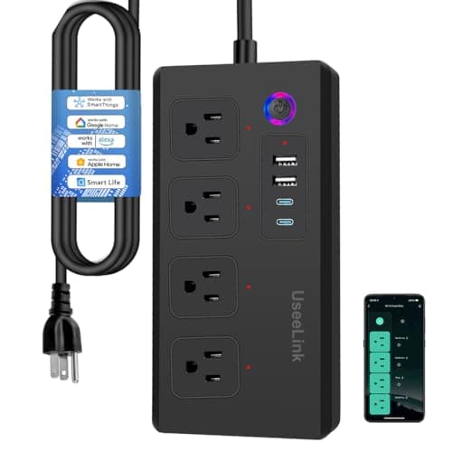 UseeLink Smart Power Strip Surge Protector 16A, Smart Plug That Compatible with Alexa & Google Home, WiFi Outlets with APP Voice and Remote Control, 2.4G Only, ETL FCC Listed, No Hub Needed