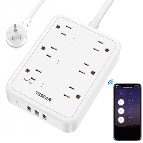 Smart Power Strip, TESSAN WiFi Flat Plug Strip with 3 Smart Outlets and 3 USB Ports, 6 Feet Extension Cord, Only 2.4 GHz Wi-Fi, Compatible with Alexa and Google Home, White