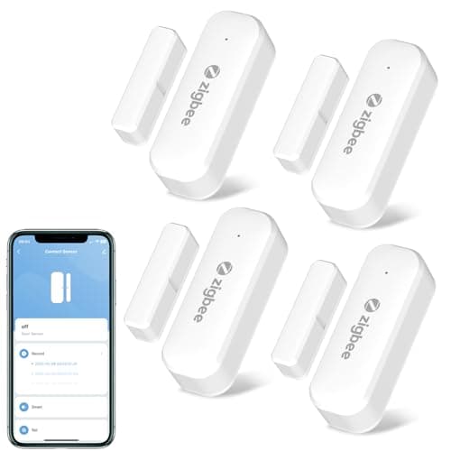 Tuya Zigbee Door and Window Sensor, Wireless Mini Contact Sensor, Requires Tuya Zigbee Hub, Smart Life Zigbee Connection, Compatible with Alexa/Google Assistant, 4Pack