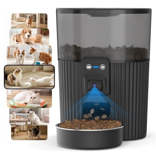 PAPIFEED Automatic Cat Feeder with Camera, 3L Cat Food Dispenser with App, 2.4G WiFi Timed Cat Feeder for Dry Food, 2-Way Audio, Smart Pet Feeder for Small Dog, 10 Meals/Day, 6 Portions/Meal