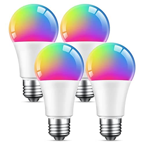 Beantech Smart Bulb, WiFi LED Light Bulbs, Dimmable Light Bulb 2700K-6500K, Smart Bulbs Compatible with Alexa & Google Assistant, A19 Alexa, RGB Tunable White Bulb, 4 Pack, Multicolor (NWB5-4)