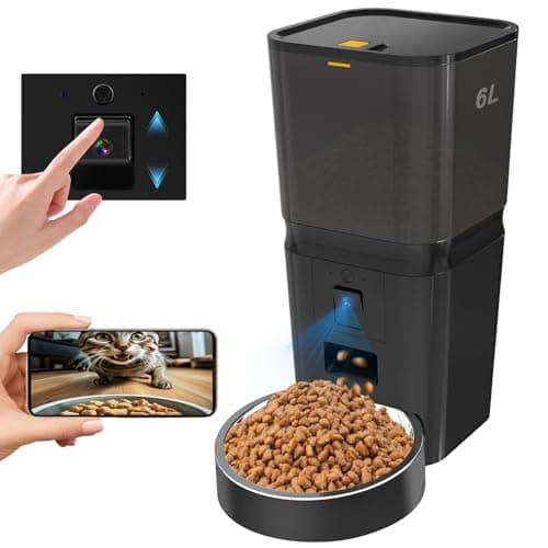 SIATELOO SIATELOO 6L Automatic Cat & Dog Feeder with 1080P Camera, WiFi Smart Pet Feeder with App Control, Timed Feeding & Portion Control, Two-Way Audio, Night Vision, Battery Backup