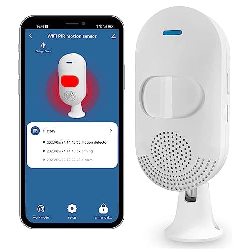 Smart PIR Motion Sensors: WiFi Motion Detector with App Notification Alert, USB/Battery Powered Movement Detector, Compatible with Alexa Google Home, for Smart Home Automation