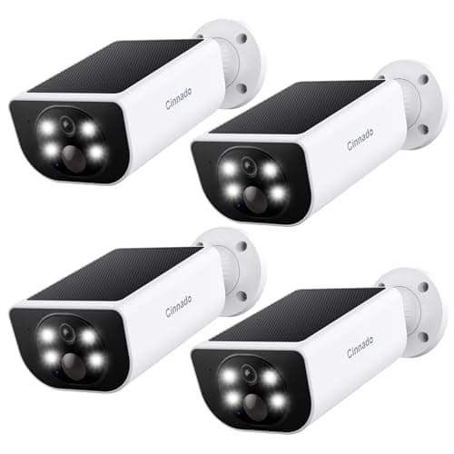 Cinnado Security Cameras Wireless Outdoor Integrated Solar Panel, S1 4Pack