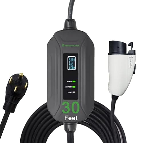 PRIMECOM Level 2 Electric Vehicle (EV) Charger (220V / 240Volt, 16Amp) Portable EVSE Smart Electric Car Charger, 30', 40', and 50 Feet Lengths (30 Feet, 14-50P)