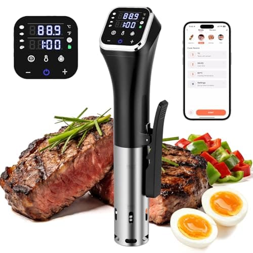 Upgraded 2.4G WiFi Sous Vide Cooker, 1100W Precision Immersion Circulator with ±0.1℉ Temp Control, IPX7 Waterproof, Quiet Operation, LED Display & 4 Safety Protections